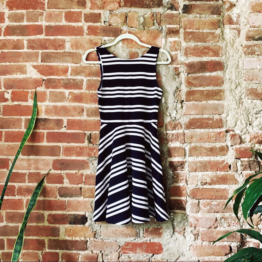 Nautical Scoop-Back A-Line Dress